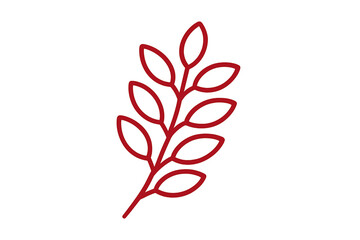 Red glowing branch with leaves on a grey background