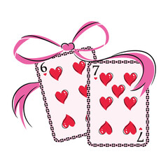 67 Valentine Day Cards meme with Bow hearts detail. Preppy Six Seven Valentines Coquette Simple Shirt Design