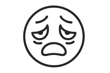 Obraz premium Sad emoji face icon with downcast eyes and open mouth