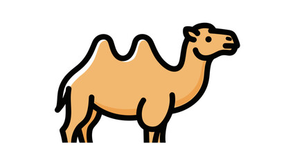 Camel Standing Sideways Simple Illustration.