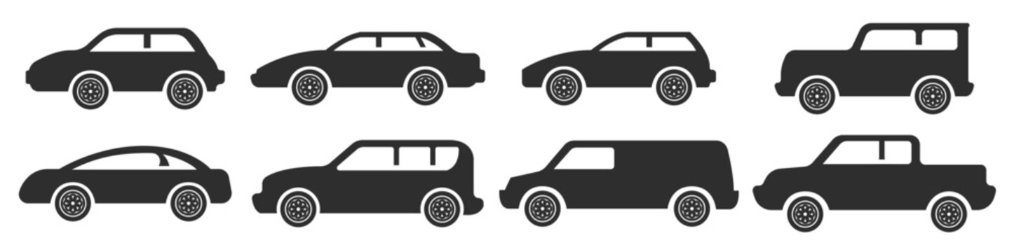  simple car icon silhouette vectors