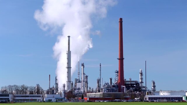 Weisser Dunst, Rauch aus einer Raffinerie, Industrieanlage, Ingolstadt, Bayern, Deutschland, Europa