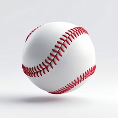 Isolated baseball with red stitching and white smooth leather
