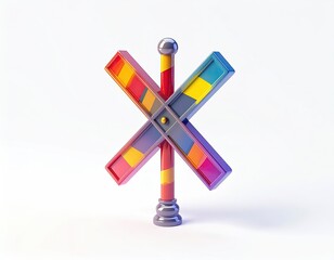 Obraz premium Colorful abstract crossed bars on a post against a bright white background