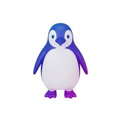 Obraz premium Charming cartoon penguin with vibrant blue and purple colors adorable and cute.