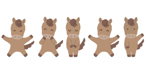 2頭身のかわいい干支シリーズ　午年/主線なし　表情と動きのある全身セット