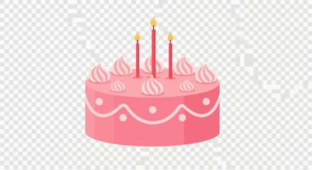 Pink Birthday Cake with Candles and Swirl Frosting - Festive Celebration