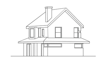Simple architectural line drawing of a two story house