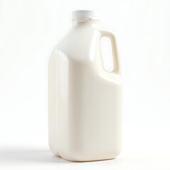 White Plastic Bottle with Handle and Cap on White Background