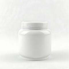 White Plastic Container with Lid in Minimalist Studio Setting
