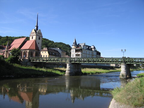 Br&uuml;cke &uuml;ber die Wei&szlig;e Elster mit der Altstadt von Gera