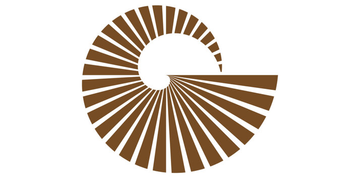 A 3d wooden heart shape features an intricate carved cross section with a gold spiral pattern and open shell design for a decorative art illustration