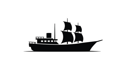 Vintage sailing ship illustration with detailed masts and smokestack silhouette © ANISURRAHMAN