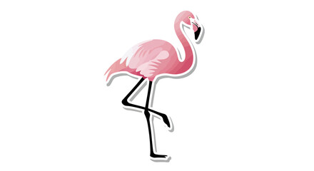 Obraz premium Stylized cartoon illustration of a pink flamingo standing on one leg with a playful expression