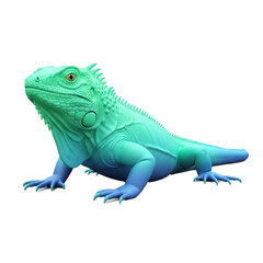 Obraz premium Vibrant turquoise iguana basking in the sunlight showcasing its unique scales and features.