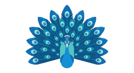 Stylized illustrated peacock with vibrant feathers fanning out showcasing elegant design and vivid