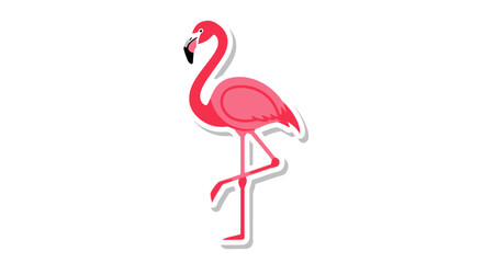 Stylized Illustration of a Pink Flamingo Standing on One Leg with Minimalist Design