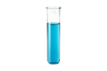 Laboratory Glass Test Tube With Blue Liquid Isolated on a Transparent Background
