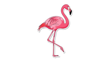 Stylized Pink Flamingo Illustration with Elegant Posture for Nature and Wildlife Themes