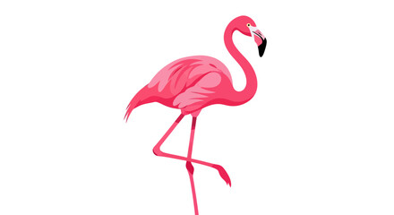 Stylized pink flamingo illustration with exaggerated features and playful design for decorative or