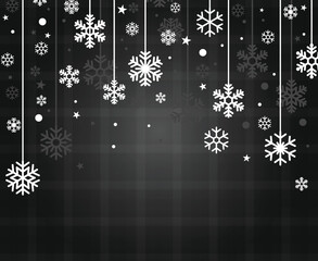 Grey Christmas Background with Snowflakes and Stripes