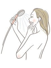 シャワーを浴びる女性