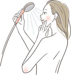 シャワーを浴びる女性