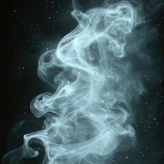 Light blue smoke swirls against dark background