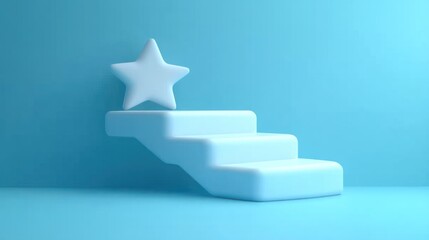 Light blue steps leading up to a star
