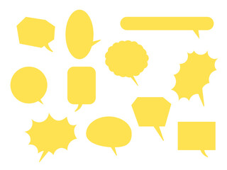 色々な形のシンプルな吹き出しのセット　黄色　6