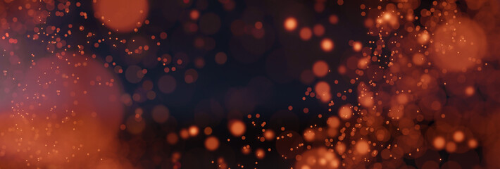 3D Rendering of Glowing Fire Sparks with Copy Space on Black Background