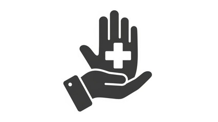 Obraz premium Hand displaying a symbol of care and protection with a medical cross