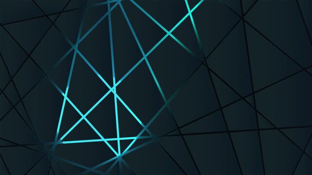 Dark Abstract Geometric Background with Intersecting Lines with blue, green, and purple glowing animation.