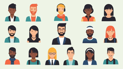 Diverse Group of People Avatars Representing Different Personalities.