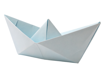 Origami paper boat on transparent background
