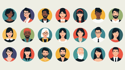 Diverse Group of People Avatars Representing Different Individuals.