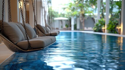 Luxurious poolside swings
