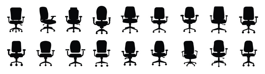 Office chair vector silhouette illustration collection