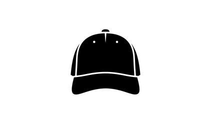 Fototapeta premium Black and white illustration of a baseball cap on white background.