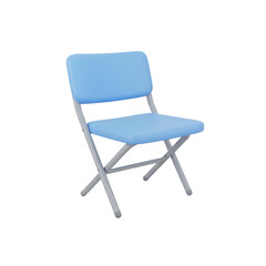 Blue Folding Chair with Metal Frame.