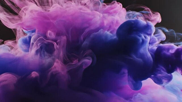 Extremely detailed close-up shot of thick magenta and sapphire vapor blending together in a silky textured fog creating an ethereal atmospheric effect wave, ethereal, fluid