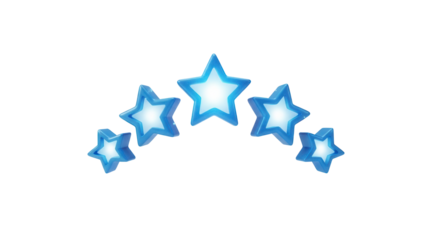 Abstract 3D blue star rating icon visualizing customer satisfaction metrics and client relationship management on a secure digital interface.isolated on white background