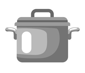 Stainless steel saucepan. Vector flat clip art.