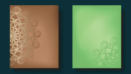 Luxury geometric gold gradient dark green mandala background. Design for any card, leaflet, flyer, cover, or banner for presentation