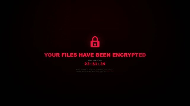 Ransomware Cyber Attack Lock Screen Animation with Countdown Timer and Encrypted Files Warning (4K)