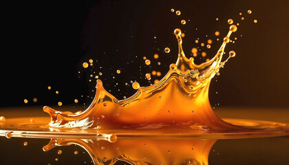 Golden Liquid Splash on Dark Background, Luxury Abstract Motion