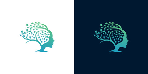 Symbolic logo merging human head and vibrant tree, representing mental wellness, personal growth, natural intelligence, and connection to the environment through thoughtful design