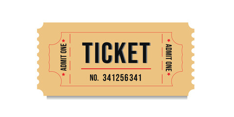 Ticket vintage style. Simple template for web design, print. Vector illustration
