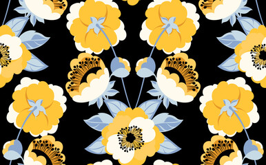 Seamless flowers pattern in vector. Abstract flower pattern design