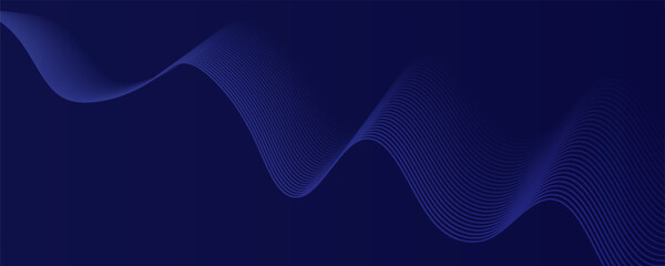 Abstract blue background with flowing wave lines. Glowing wavy lines. Shiny colorful moving lines design element. Modern dynamic wave pattern. Suit for website, poster, flyer, banner.